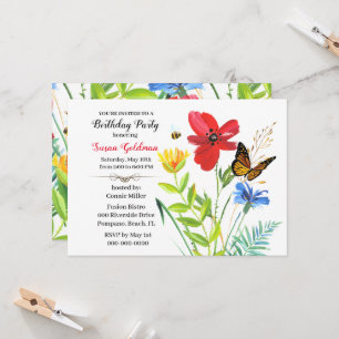 Birthday Party for Women Flower Design  Invitation