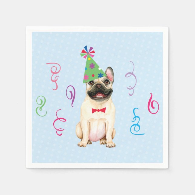 Birthday Party French Bulldog Napkins (Front)