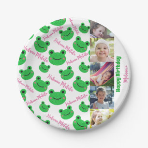 Birthday Party Frog Theme Photo / Text Paper Plate