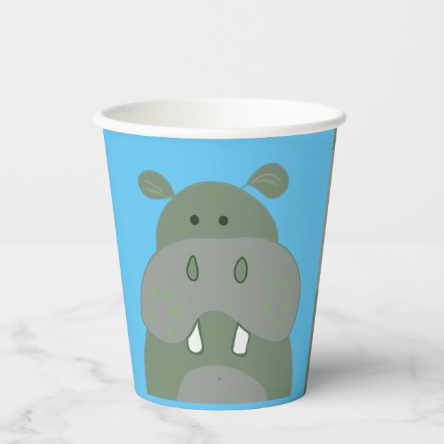 birthday party fun hippo  paper cups (Front)