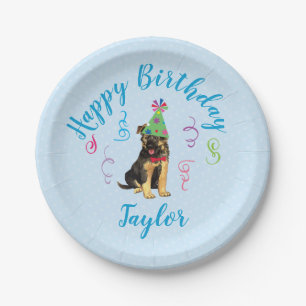 Birthday Party German Shepherd Paper Plate