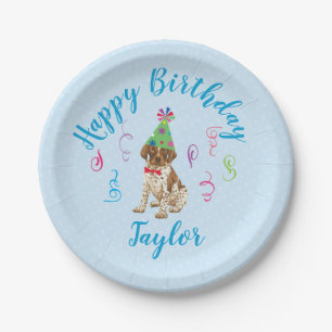 Birthday Party German Shorthaired Pointer Paper Plate