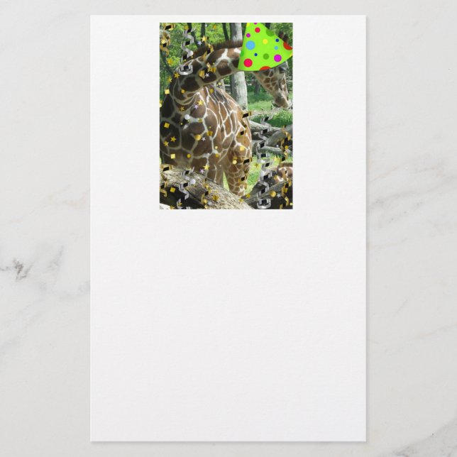 Birthday Party Giraffe Stationery (Front)