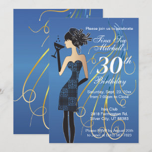 Birthday Party Girl in Blue Invitation