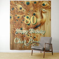 Birthday Party Gold Dripping | Glitter Peacock