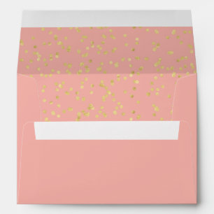Birthday Party Gold Faux Foil Confetti Blush Pink Envelope