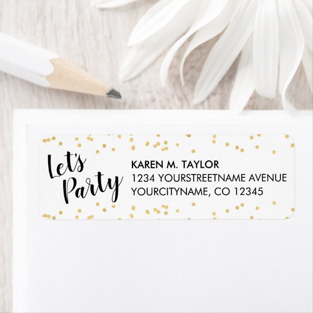 Birthday Party Gold Faux Foil Confetti White (Insitu)