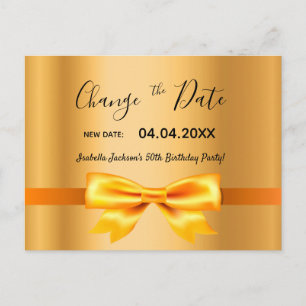 Birthday party gold foil metallic change the date postcard