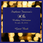Birthday Party Gold FOIL on Navy Blue Memory Guest Book<br><div class="desc">This Personalized Birthday Party Guest/Sign-In Book is decorated with trendy gold FOIL text on navy blue cover. Default says "90th Birthday",  but it is easy to personalize name and age,  just change or delete example text.  All Rights Reserved © 2024 Alan & Marcia Socolik.</div>