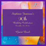 Birthday Party Gold FOIL on Purple Memory Guest Book<br><div class="desc">This Personalized Birthday Party Guest/Sign-In Book is decorated with trendy gold FOIL text on purple background. Default says "90th Birthday",  but it is easy to personalize name and age,  just change or delete example text.  All Rights Reserved © 2024 Alan & Marcia Socolik.</div>