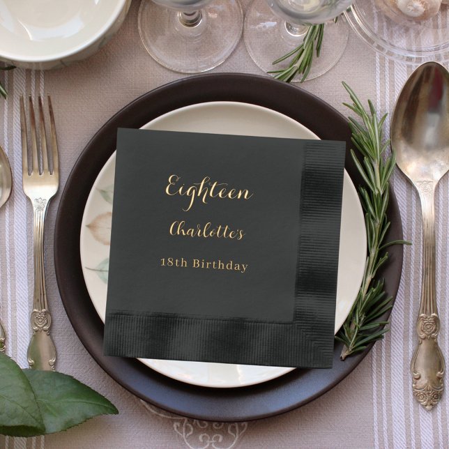 Birthday party gold foil script name foil napkins (Creator Uploaded)