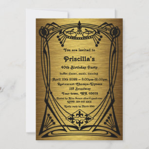 Birthday Party, gold Gatsby style, free recipient Invitation