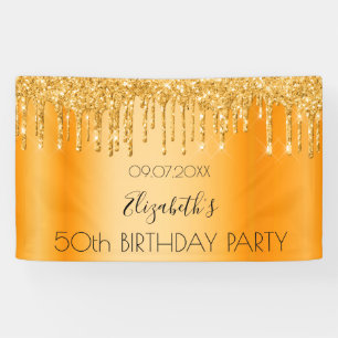 Birthday party gold glitter sparkle name welcome banner