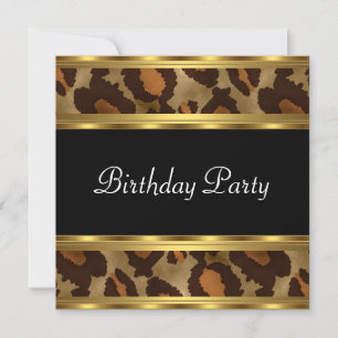 Birthday Party Gold Leopard Invitation