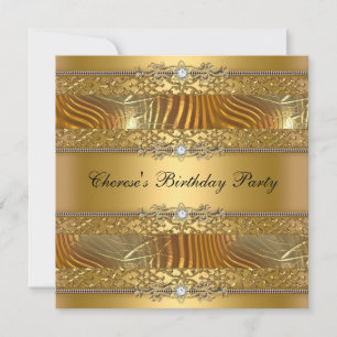 Birthday Party Gold on Gold Diamond Invitation