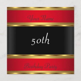 Birthday Party Gold Red Black Invitation