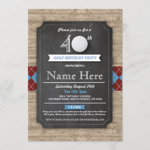 Birthday Party Golf Ball 30th 40th 50th Invitation