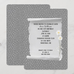 Birthday Party grey and pin dot Invitation