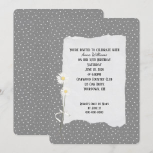 Birthday Party grey and pin dot Invitation