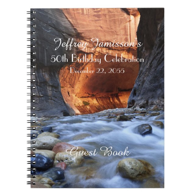 Birthday Party Guest Book Zion Narrows Notebook (Front)