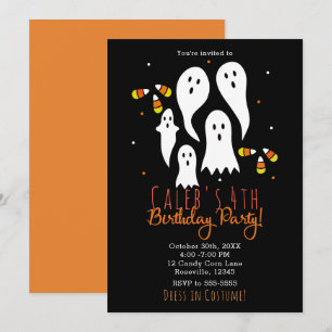 Birthday Party Halloween Ghosts & Candy Corn Invitation