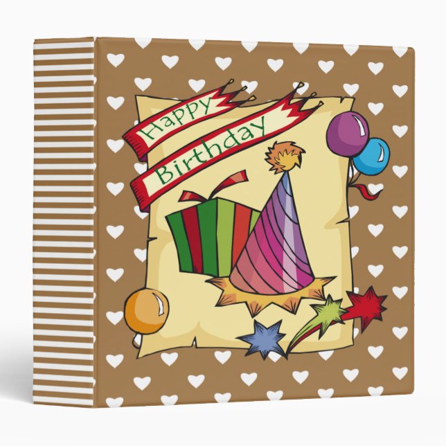 Birthday Party Hat Avery Binder (Front/Spine)