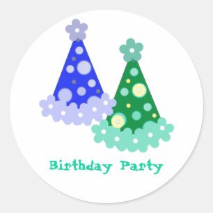 Birthday Party Hats Classic Round Sticker