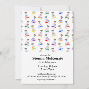 Birthday party hats rainbow invitation