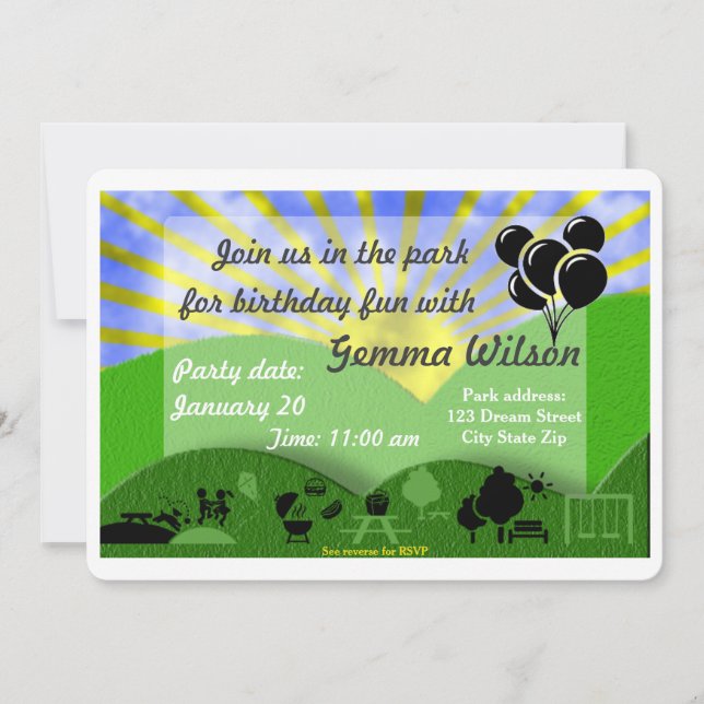 Birthday Party in the park invitation (Front)