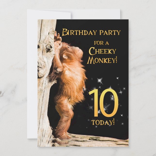 Birthday party invitation 10, with orangutan (Front)