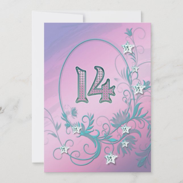 Birthday party invitation 14 years old (Front)