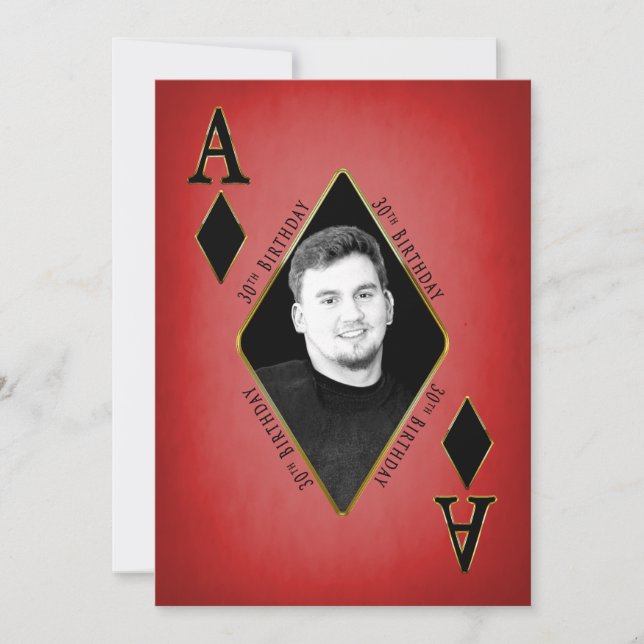 Birthday Party Invitation, 30th, Poker Card, Photo Invitation (Front)
