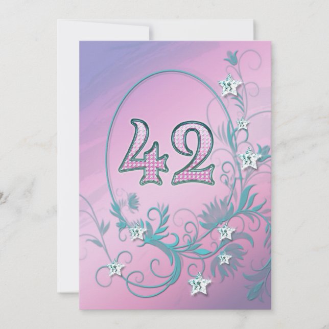 Birthday party invitation 42 years old (Front)