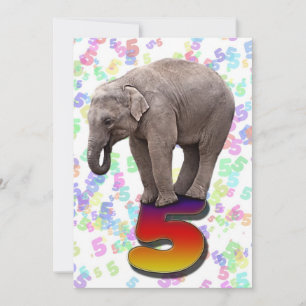 Birthday party invitation 5, with happy elephants