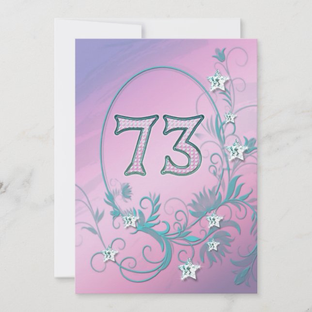 Birthday party invitation 73 years old (Front)