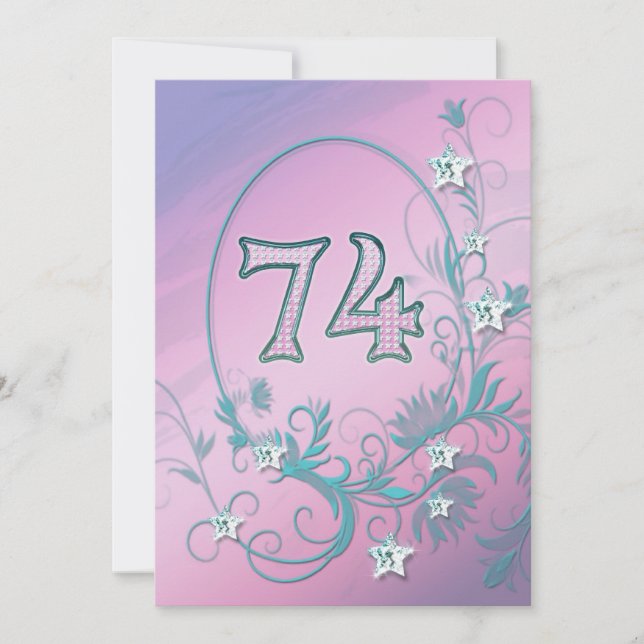 Birthday party invitation 74 years old (Front)