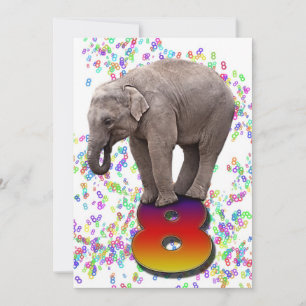 Birthday party invitation 8, with happy elephants
