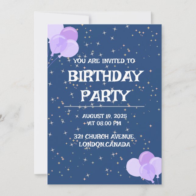BIRTHDAY PARTY INVITATION CARD (Front)