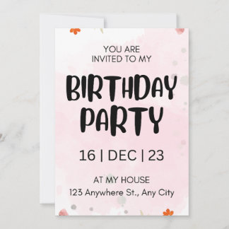 Birthday party invitation card, script