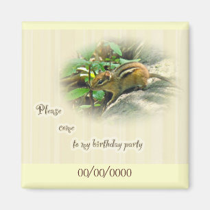 Birthday Party Invitation - Chipmunk Magnet
