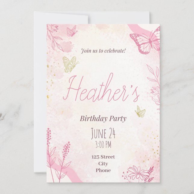 Birthday Party Invitation - Custom - Add your Info (Front)