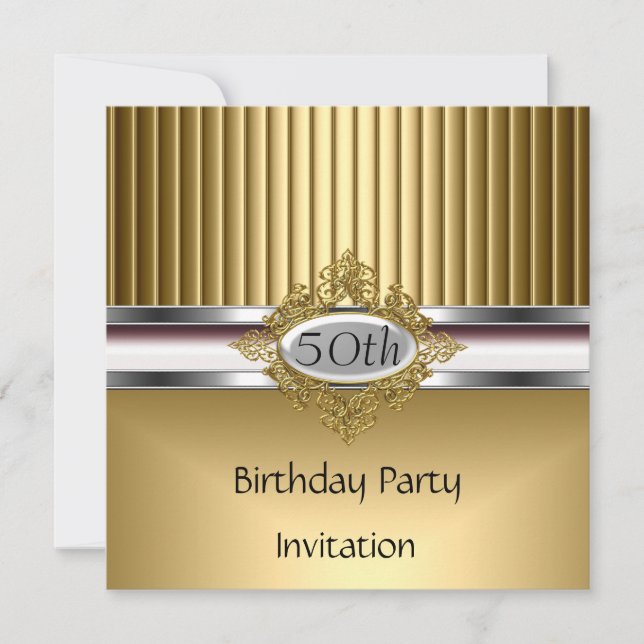 Birthday Party Invitation Elegant Gold (Front)