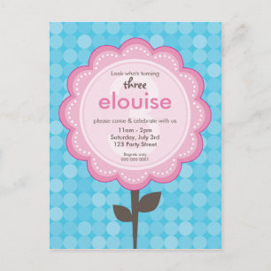 BIRTHDAY PARTY INVITATION :: numbered daisy 1 Postcard