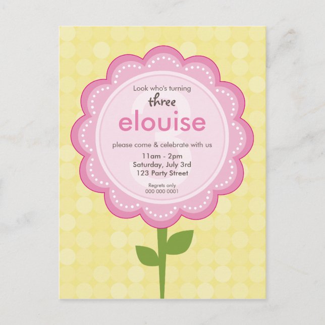 BIRTHDAY PARTY INVITATION :: numbered daisy 2 (Front)