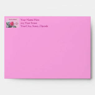 Birthday Party Invitation Pink Bromeliad Envelope