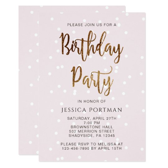 Birthday Party Invitation Pink Confetti