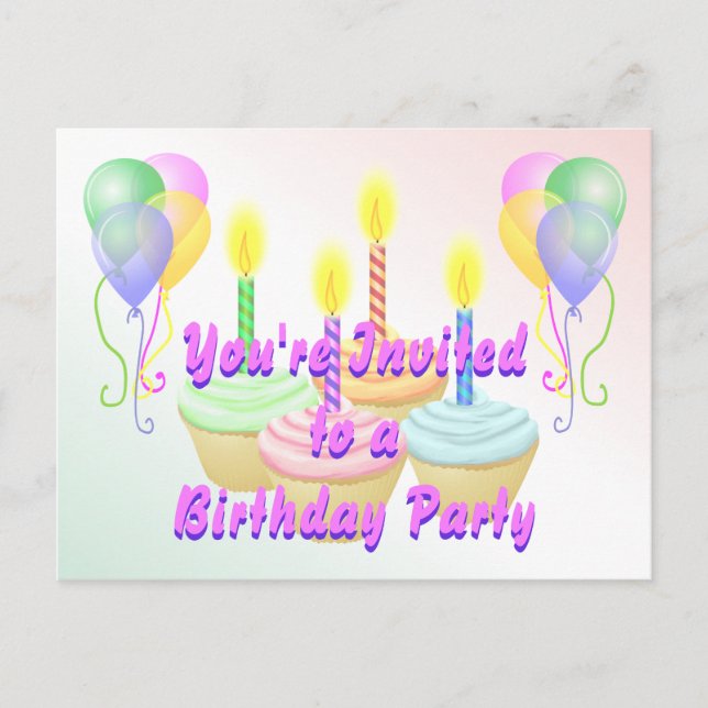 Birthday Party Invitation Postcard (Front)
