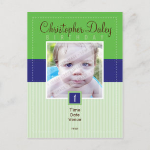 BIRTHDAY PARTY INVITATION :: stitched - boy1 Postcard