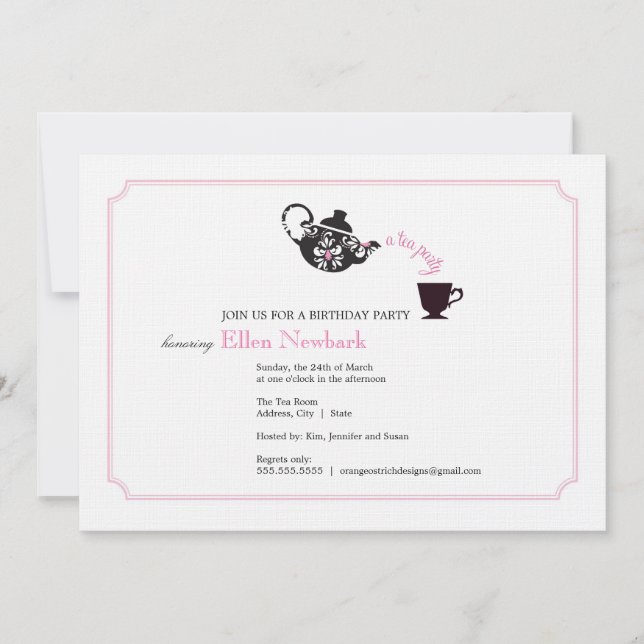 Birthday Party Invitation - Tea (Front)