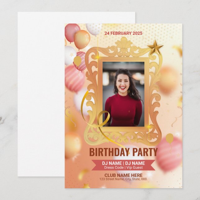 Birthday Party Invitation Template (Front/Back)
